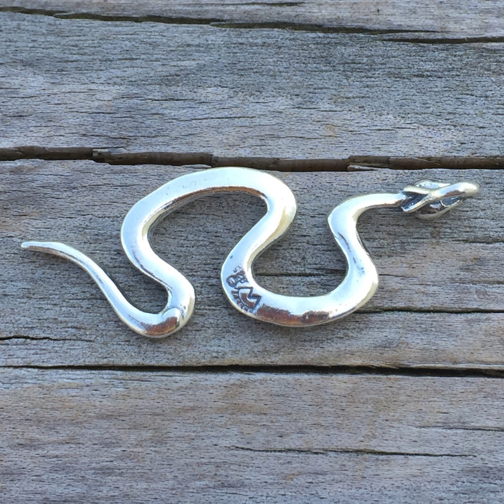 Snake Pendant Solid .925 Sterling Silver Serpent Made in USA - Picture 5 of 7